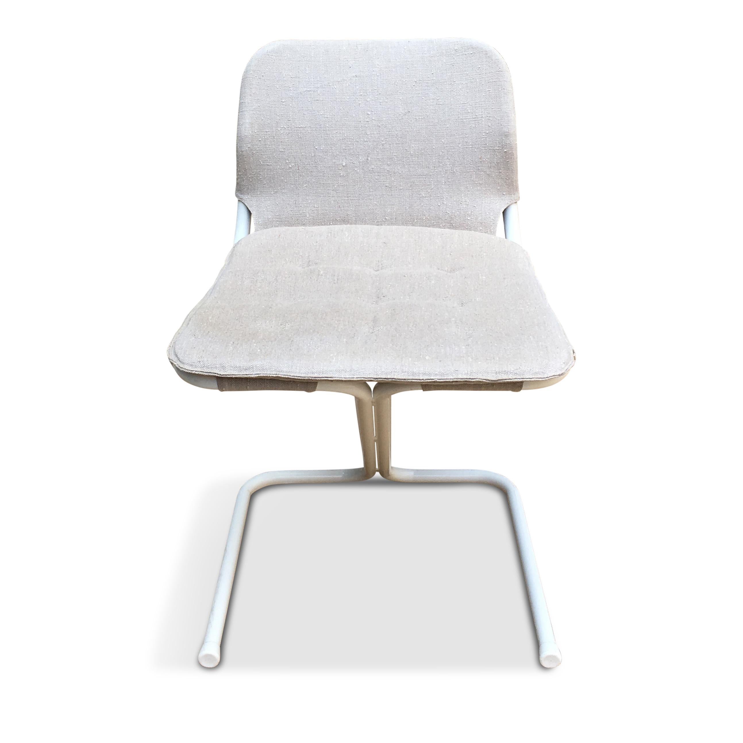 Mid-20th Century 4 Midcentury Swedish White Metal Stackable Chairs from DUX, 1968 For Sale