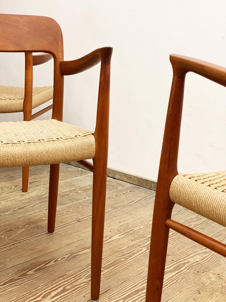 4 Mid-Century Teak Dining Chairs #56 by Niels O. Møller for J. L. Moller For Sale 4