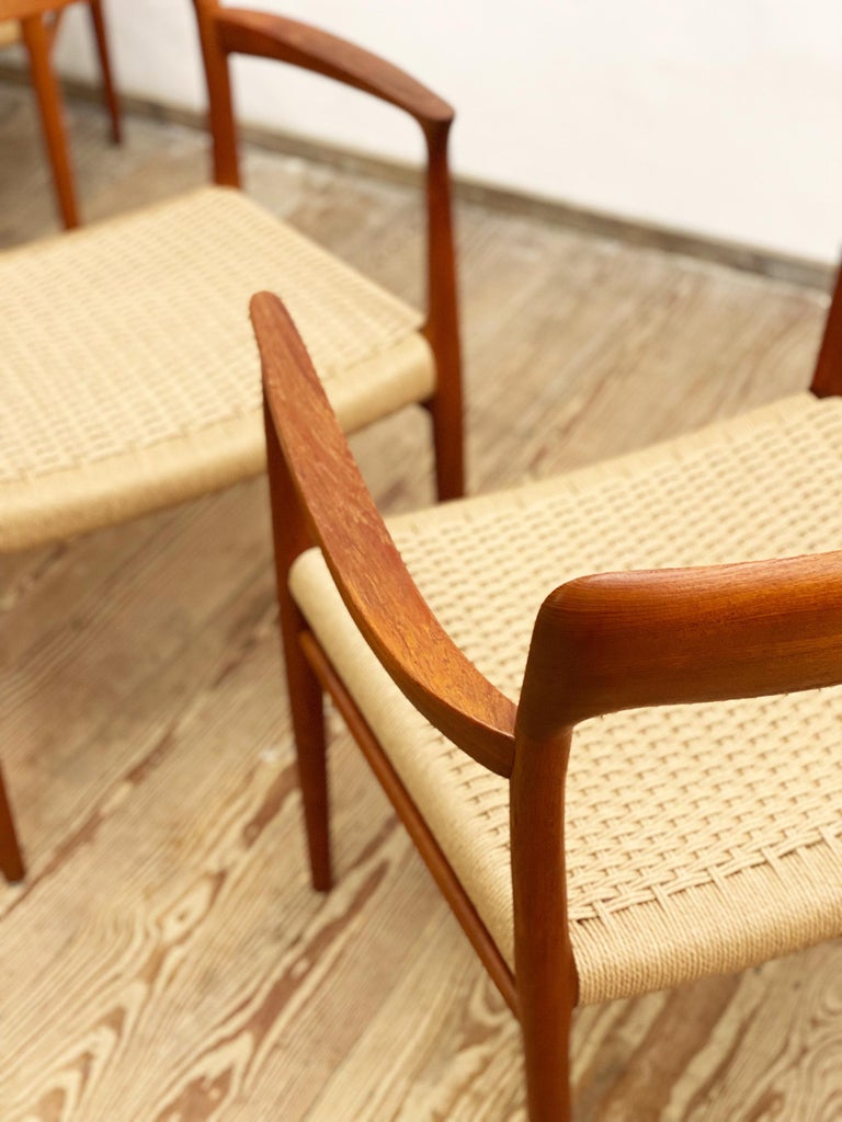4 Mid-Century Teak Dining Chairs #56 by Niels O. Møller for J. L. Moller For Sale 1