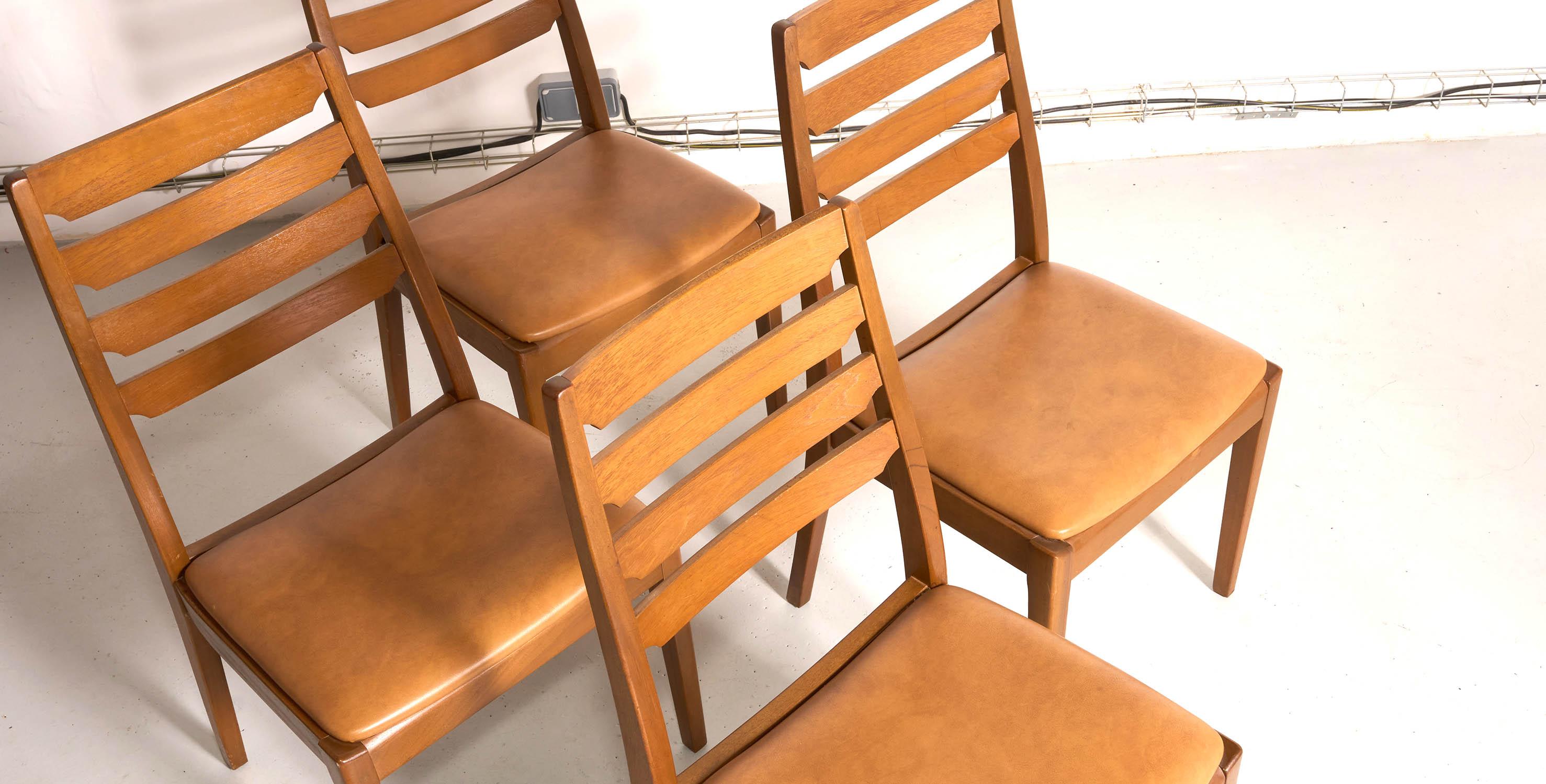 Scandinavian Modern 4 mid century teak dining chairs