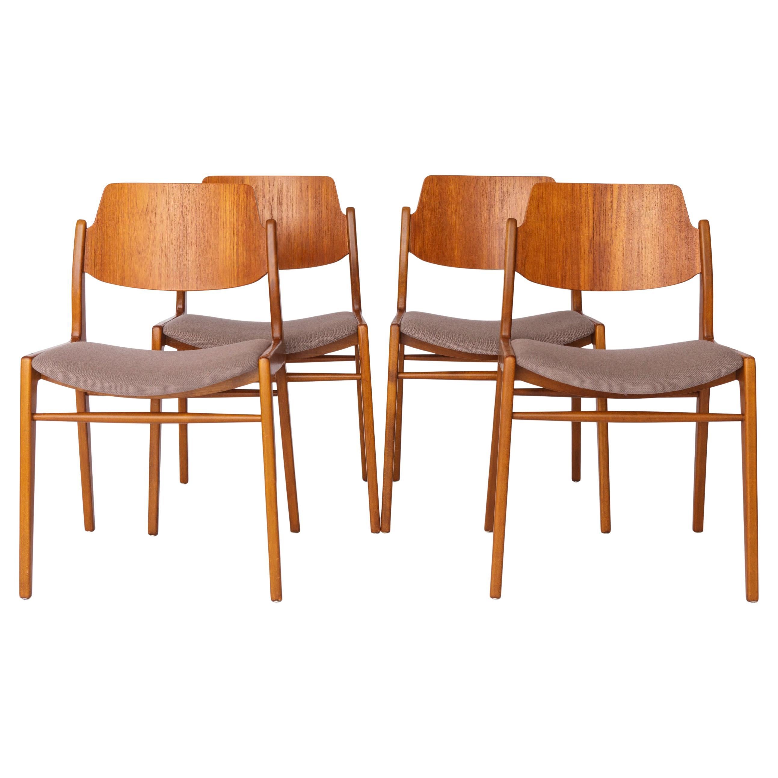 4 sedie da pranzo in teak di metà secolo, Hartmut Lohmeyer per Wilkhahn, anni '60