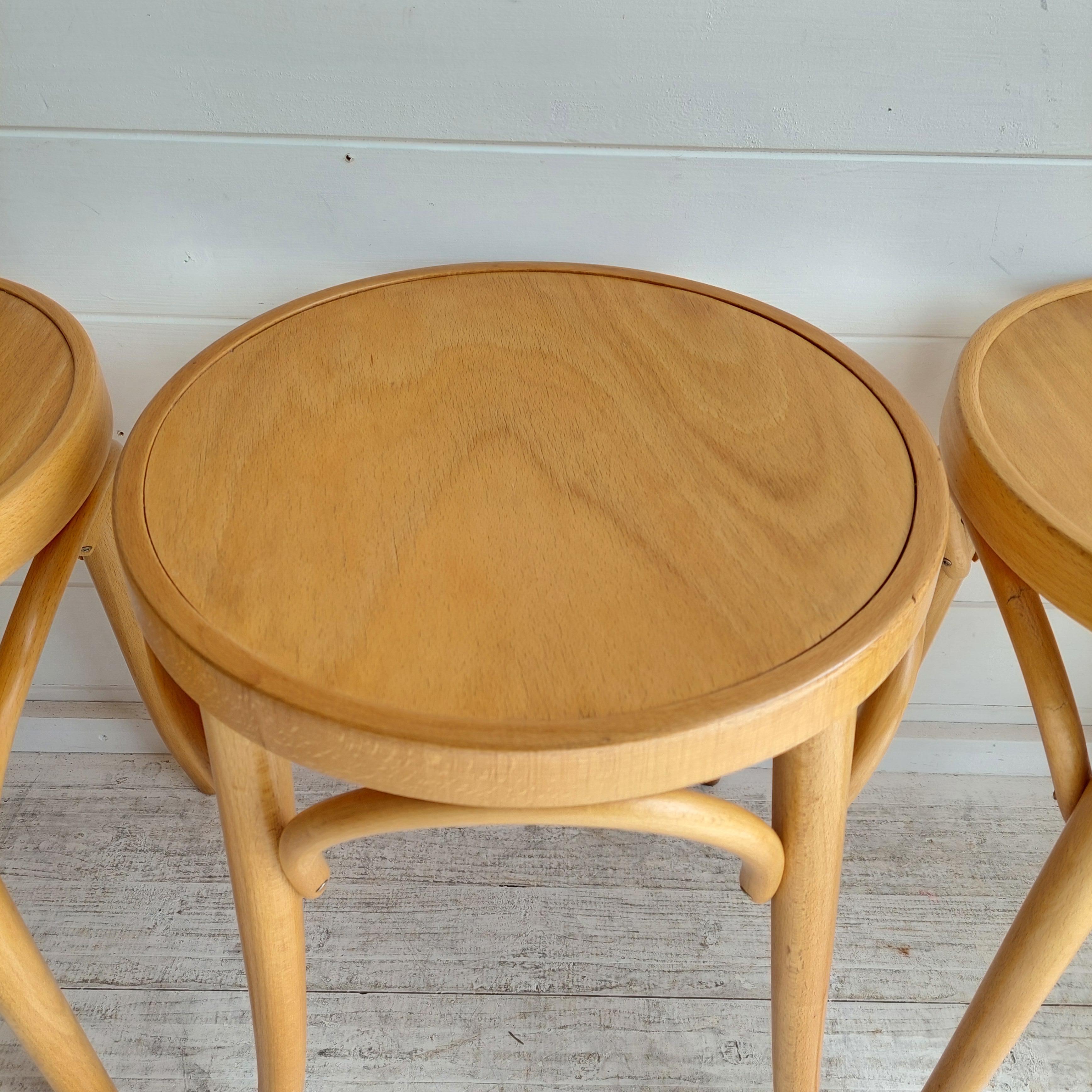 4 Mid Century Thonet Style Stools Scandinavian Kitchen Bistro Stool, 60s 5