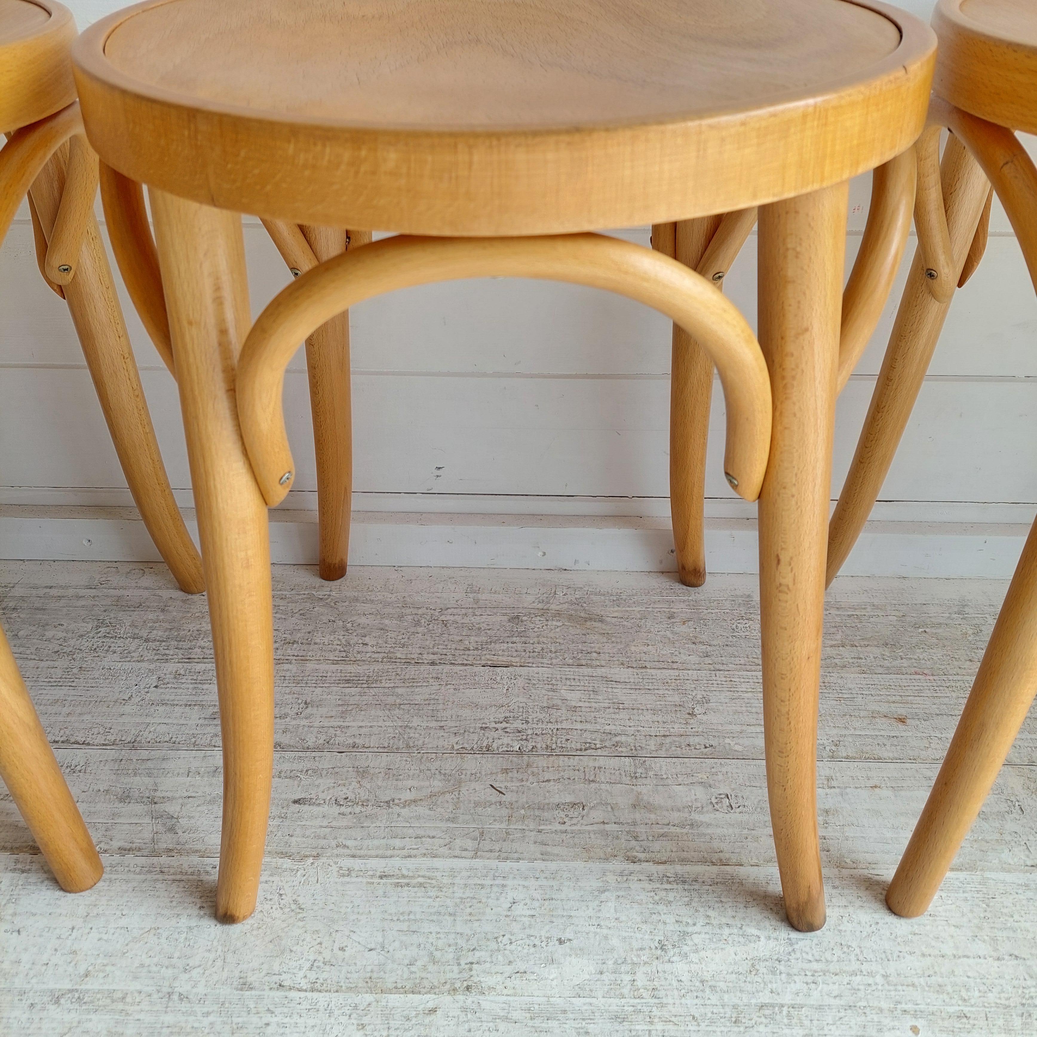 4 Mid Century Thonet Style Stools Scandinavian Kitchen Bistro Stool, 60s 6