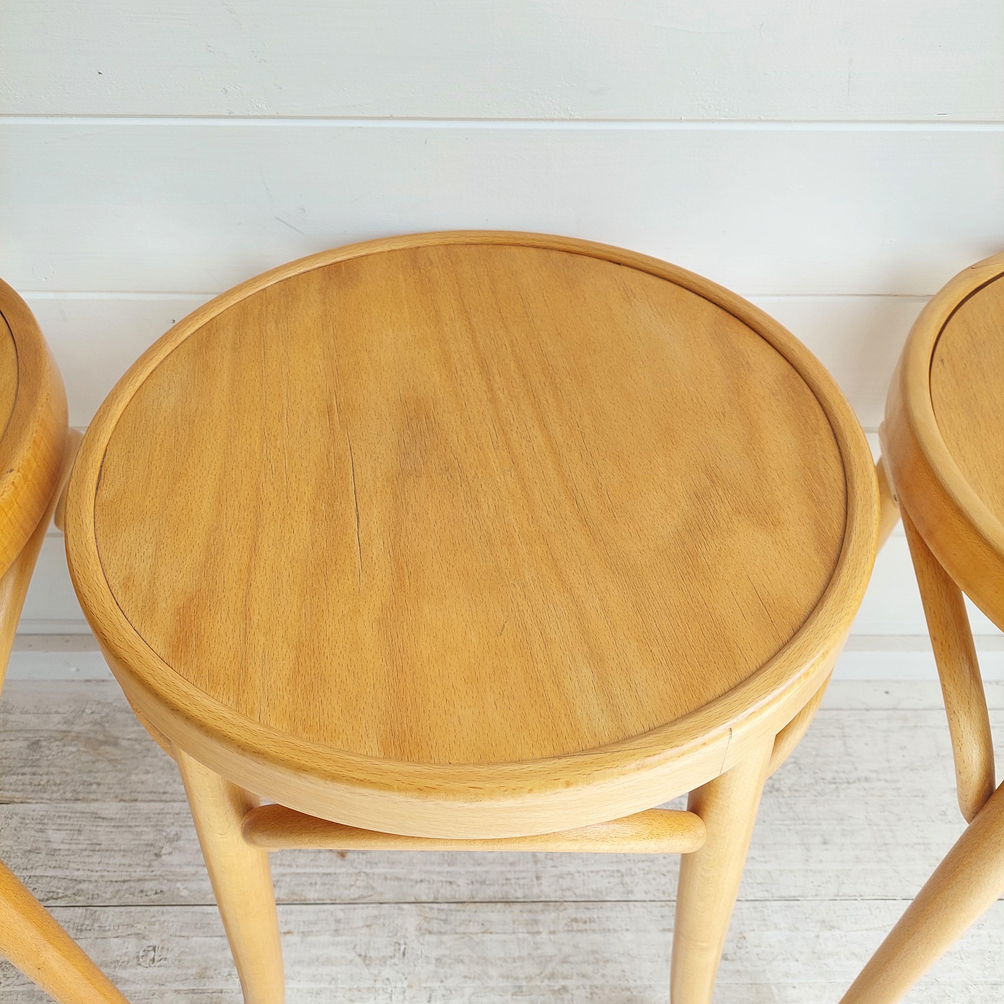 4 Mid Century Thonet Style Stools Scandinavian Kitchen Bistro Stool, 60s 7