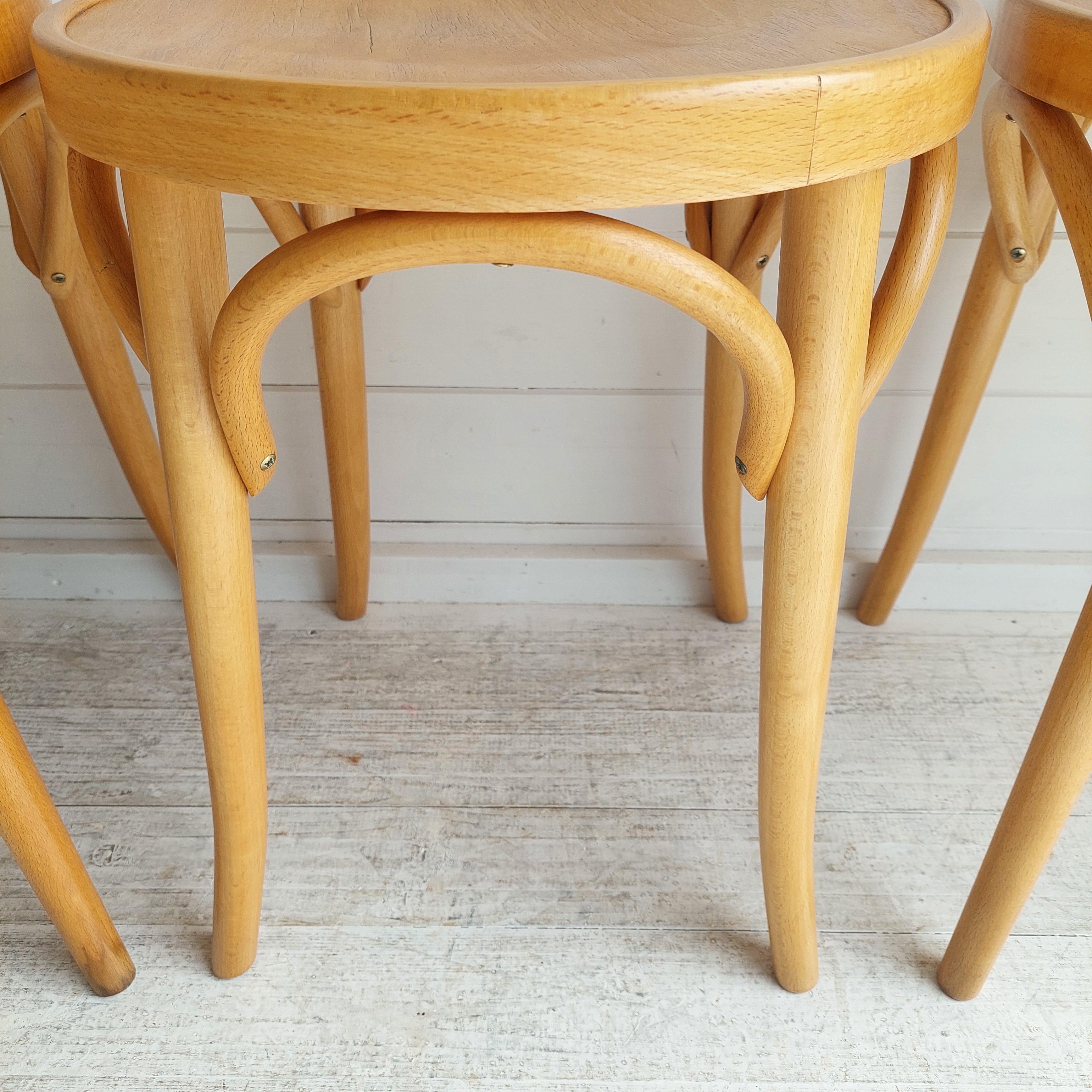 4 Mid Century Thonet Style Stools Scandinavian Kitchen Bistro Stool, 60s 8
