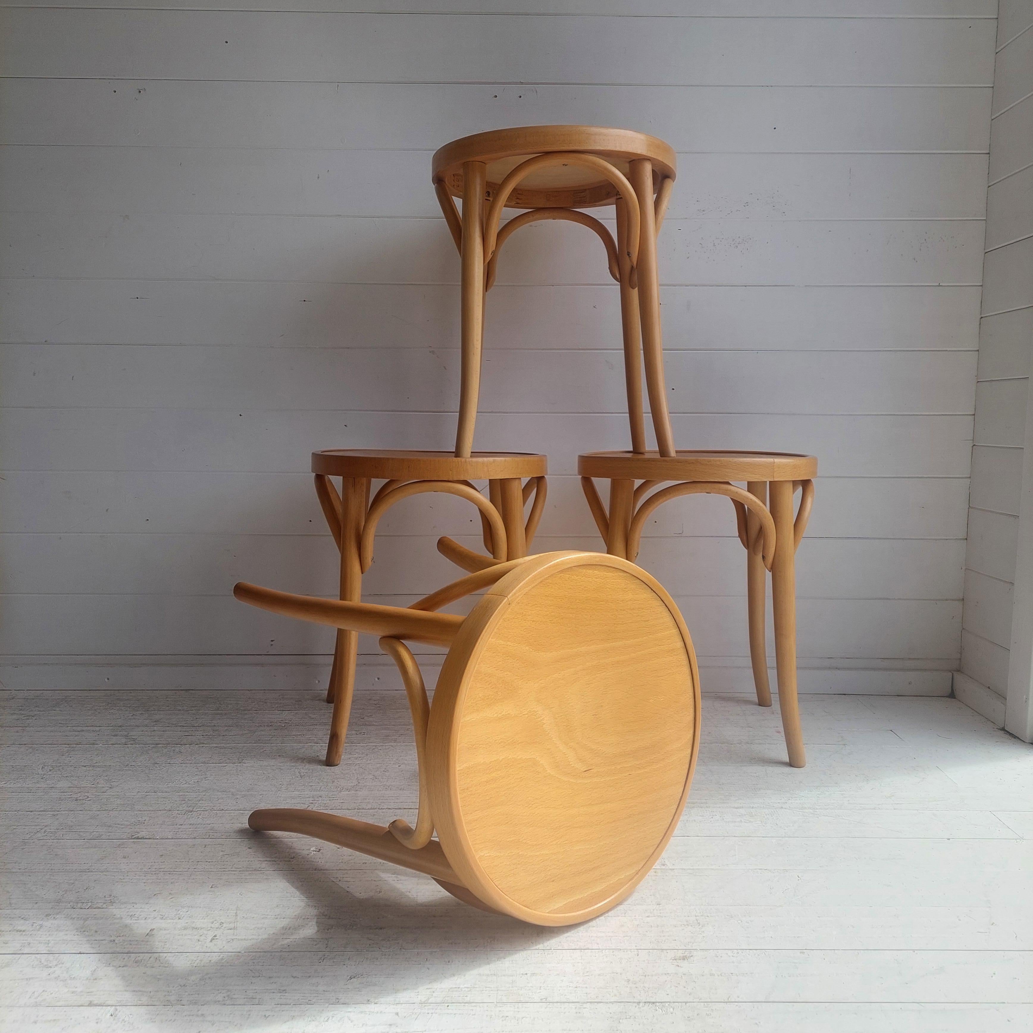 Vienna Secession 4 Mid Century Thonet Style Stools Scandinavian Kitchen Bistro Stool, 60s
