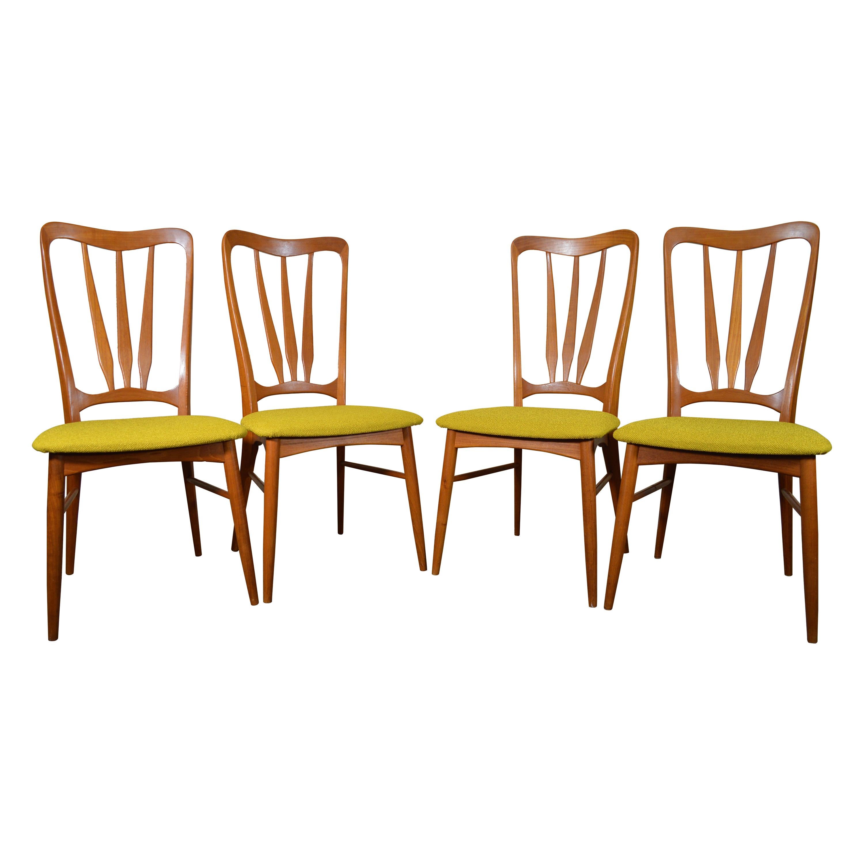 4 Midcentury Danish Modern Teak Dining Ingrid Chairs by Koefoeds Hornslet For Sale