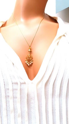 4 mm freshwater Pearl tribal vintage style necklace 14kt*