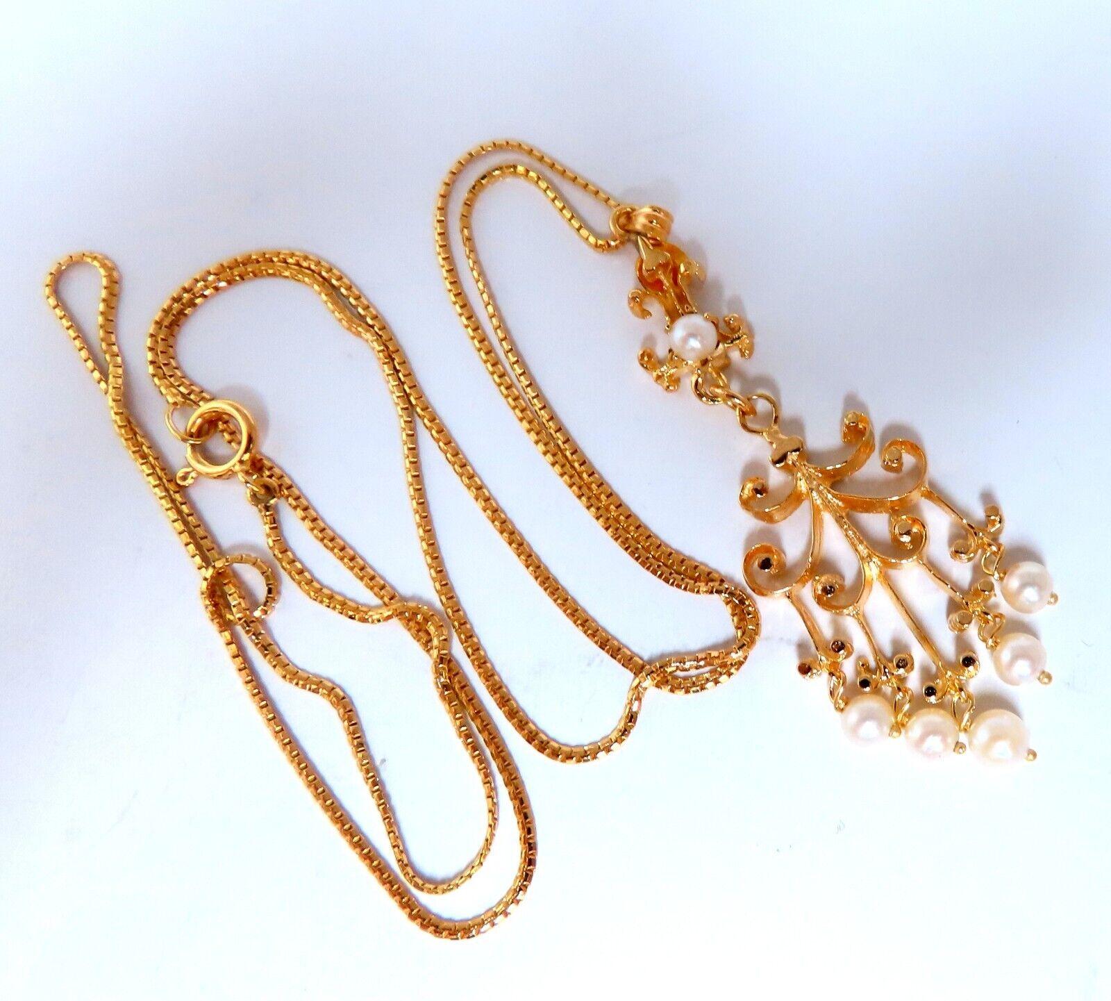 Non taillé Collier vintage de style tribal en perles d'eau douce de 4 mm de 14 carats en vente