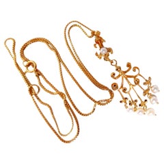 4 mm freshwater Pearl tribal vintage style necklace 14kt*