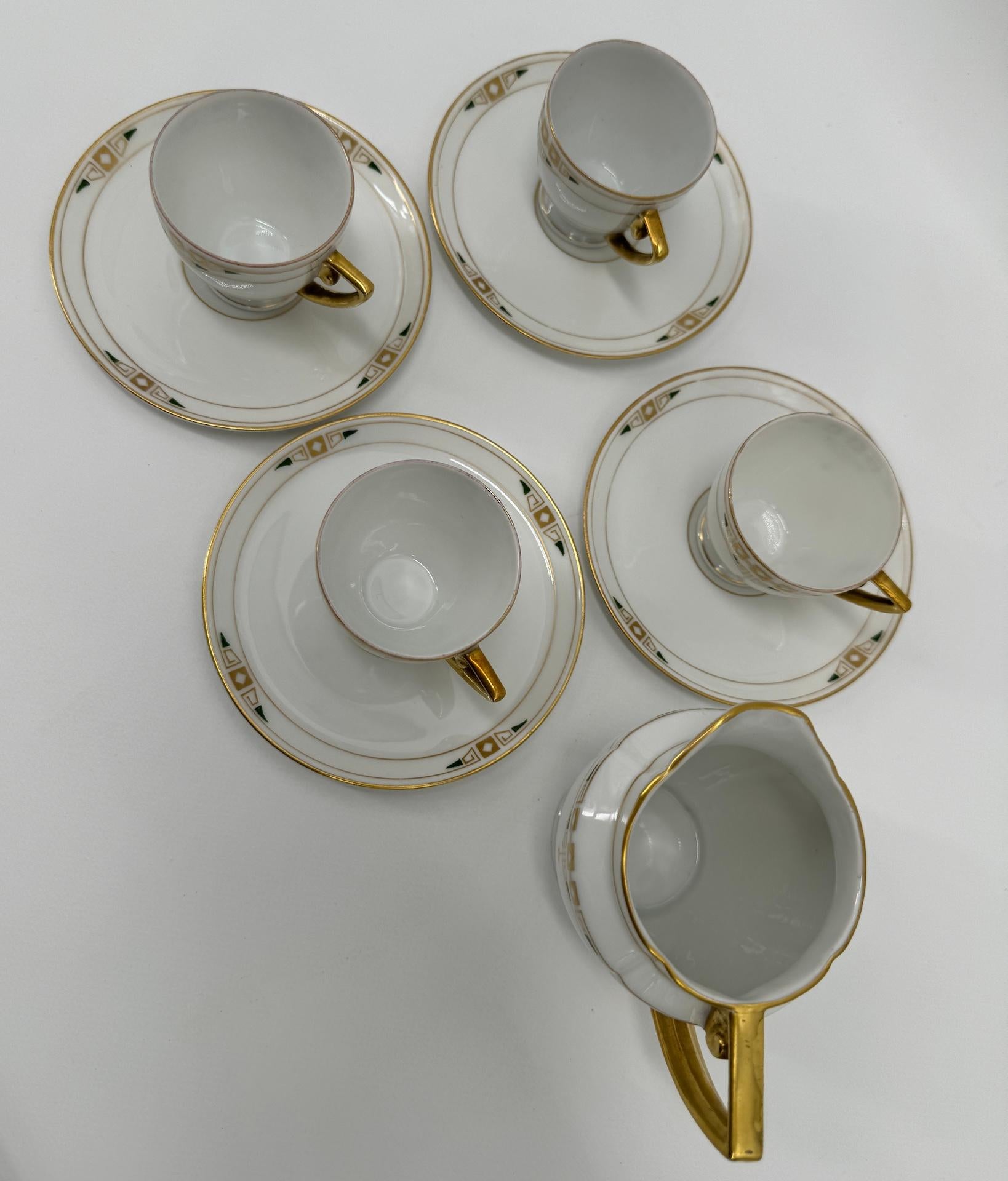 4 Mocha Cups And Saucers And Austrian Art Nouveau Milk Jug 5