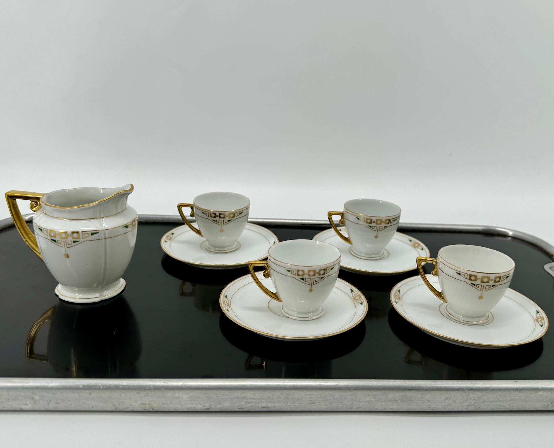 4 Mocha Cups And Saucers And Austrian Art Nouveau Milk Jug

Here is a very rare coffee service of fine Austrian porcelain from the Imperial PSL Empire factory, circa 1890.

Mocha is a complex and elegant coffee, considered the most flavorful of