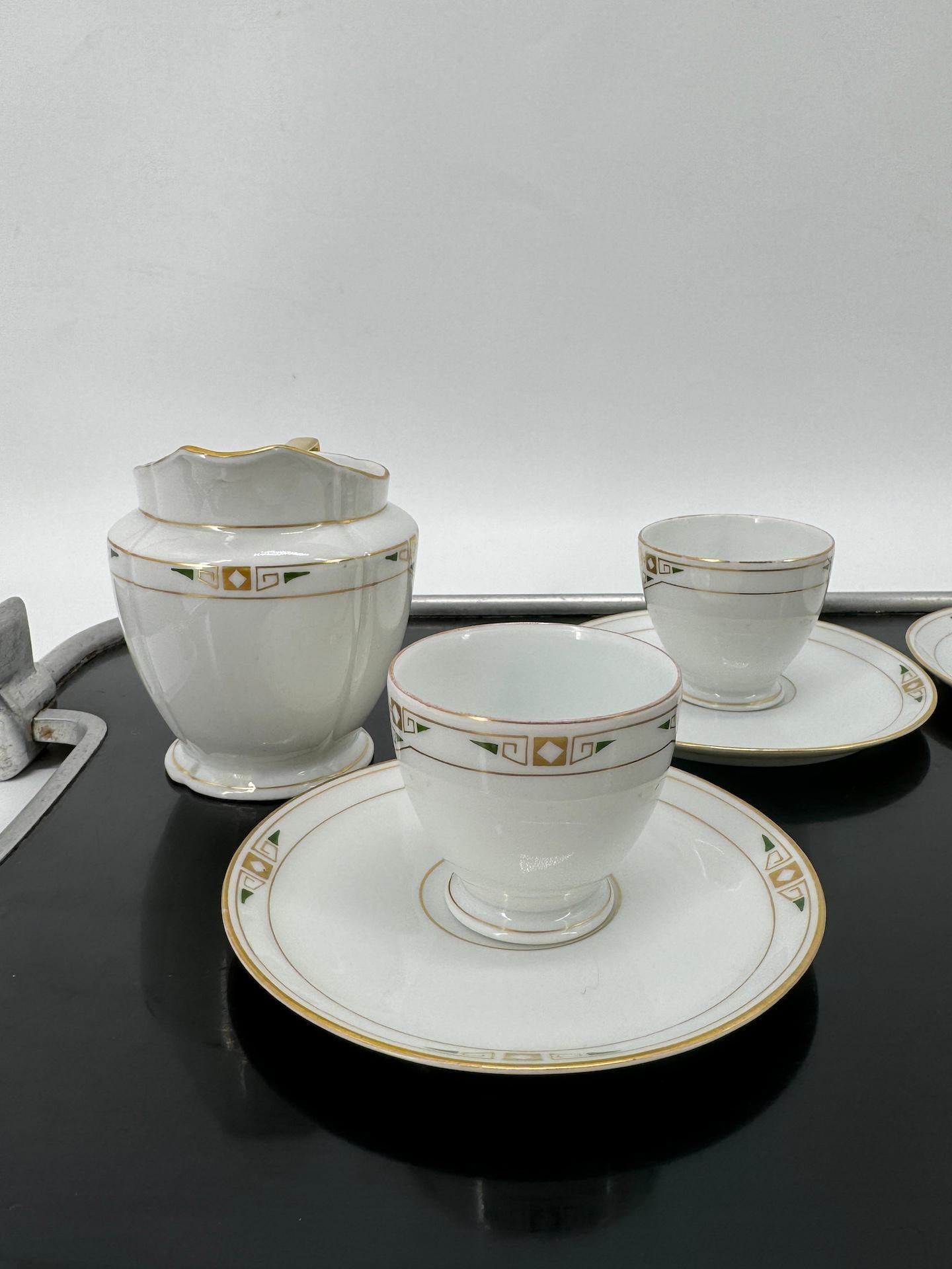 4 Mocha Cups And Saucers And Austrian Art Nouveau Milk Jug 2