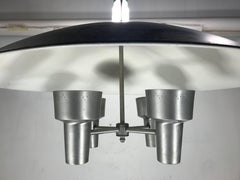 Four Modernist  Aluminum Hanging Pendant Chandeliers by Lightcraft