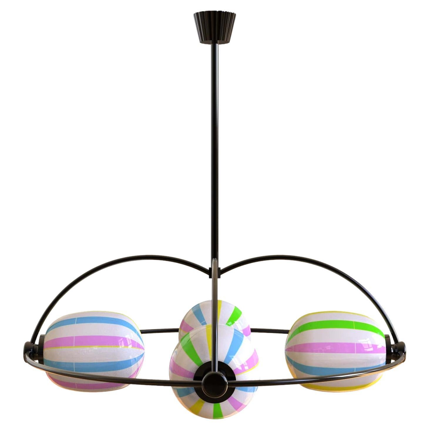 4 Module Multicolor Bullseye Umbrella Kronleuchter mit mundgeblasenem Glas 