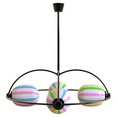 4 Module Multicolor Bullseye Umbrella Chandelier with Handblown Glass 