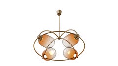 4 Module Umbrella Candy Chandelier with Hand-blown Glass and Brass