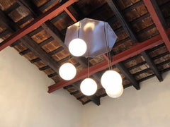 4 Monumental Chandeliers Art Deco, Material, Opaline Glass, German, 1930