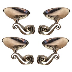 4 Monumental wall sconces in Chrome and Crystal, Year: 1930, France