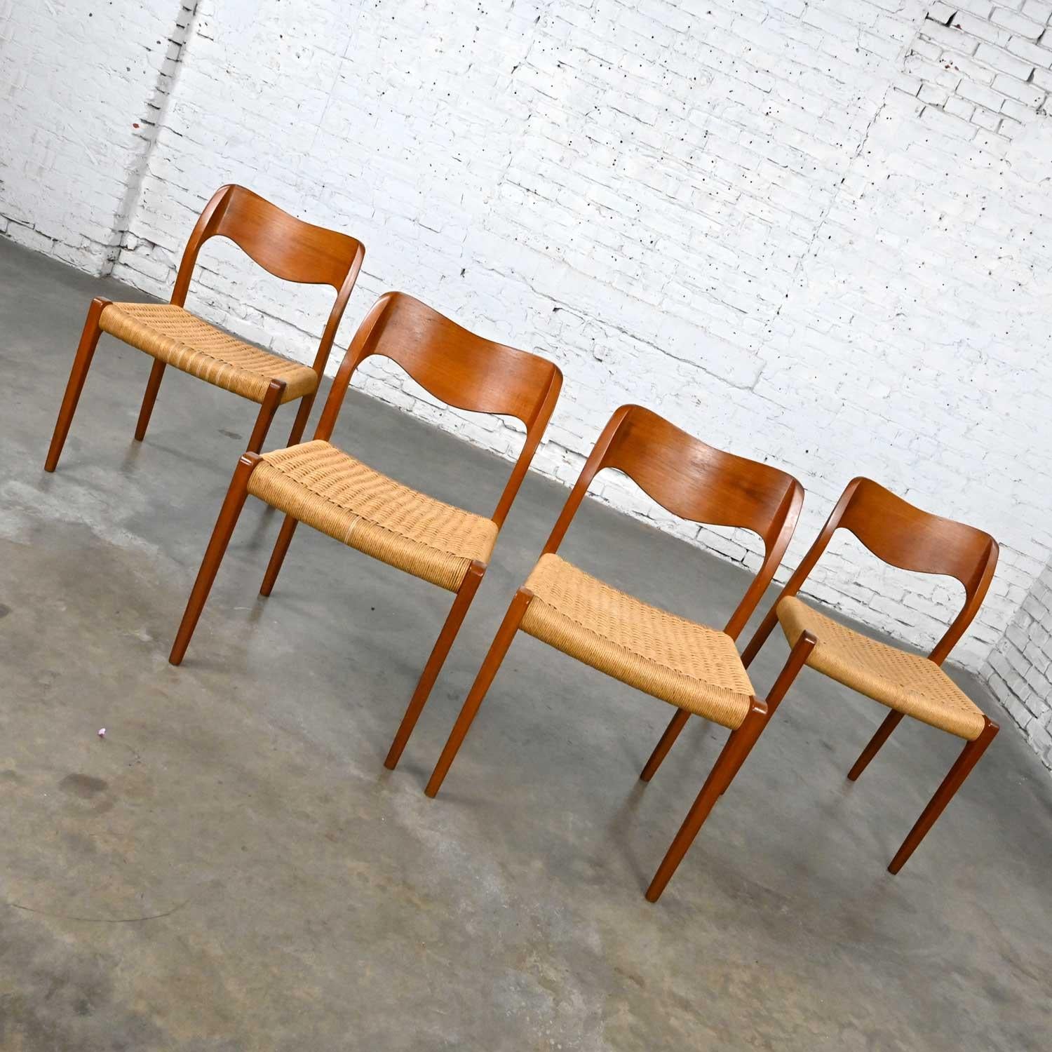 4 Neils O Moller Scandinavian Modern Model 71 Teak Dining Chairs by J.L. Mollers 3