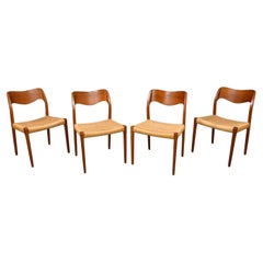 4 Neils O Moller Scandinavian Modern Model 71 Teak Dining Chairs by J.L. Mollers