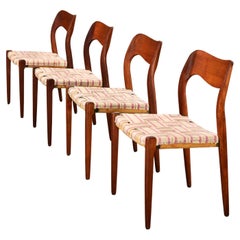 4 Neils O Moller Scandinavian Modern Model 71 Teak Dining Chairs Unupholstered