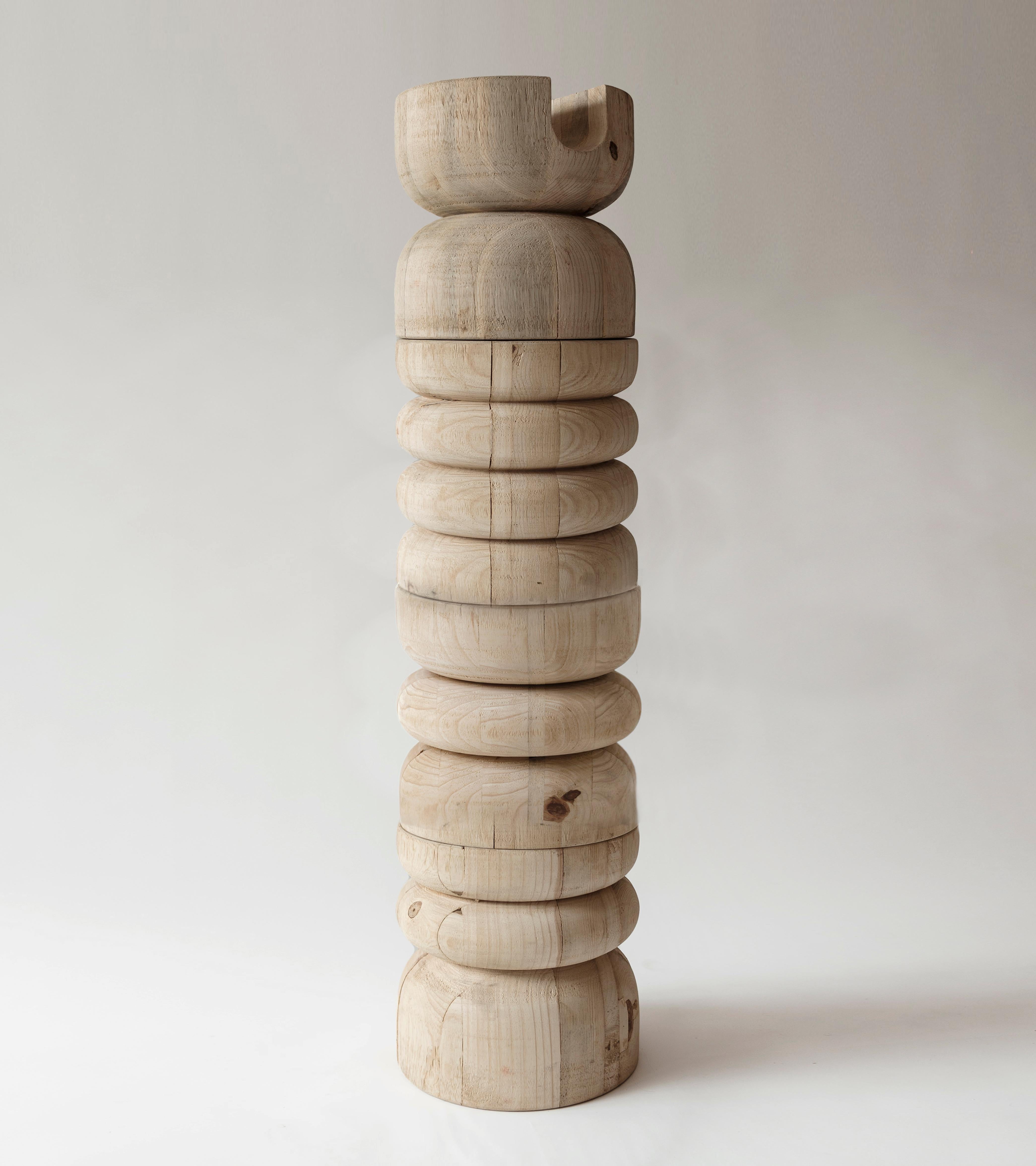 4 Neru stackable TOTEM

Utility sculpture:
1 Neru, functions as a stool/table 
Create your own TOTEM by stacking 3 or 4 Nerus!
Material: Radiata wood (Indoors)

Rebeca Cors (México, 1988) works as an independent artist under the name CORS by