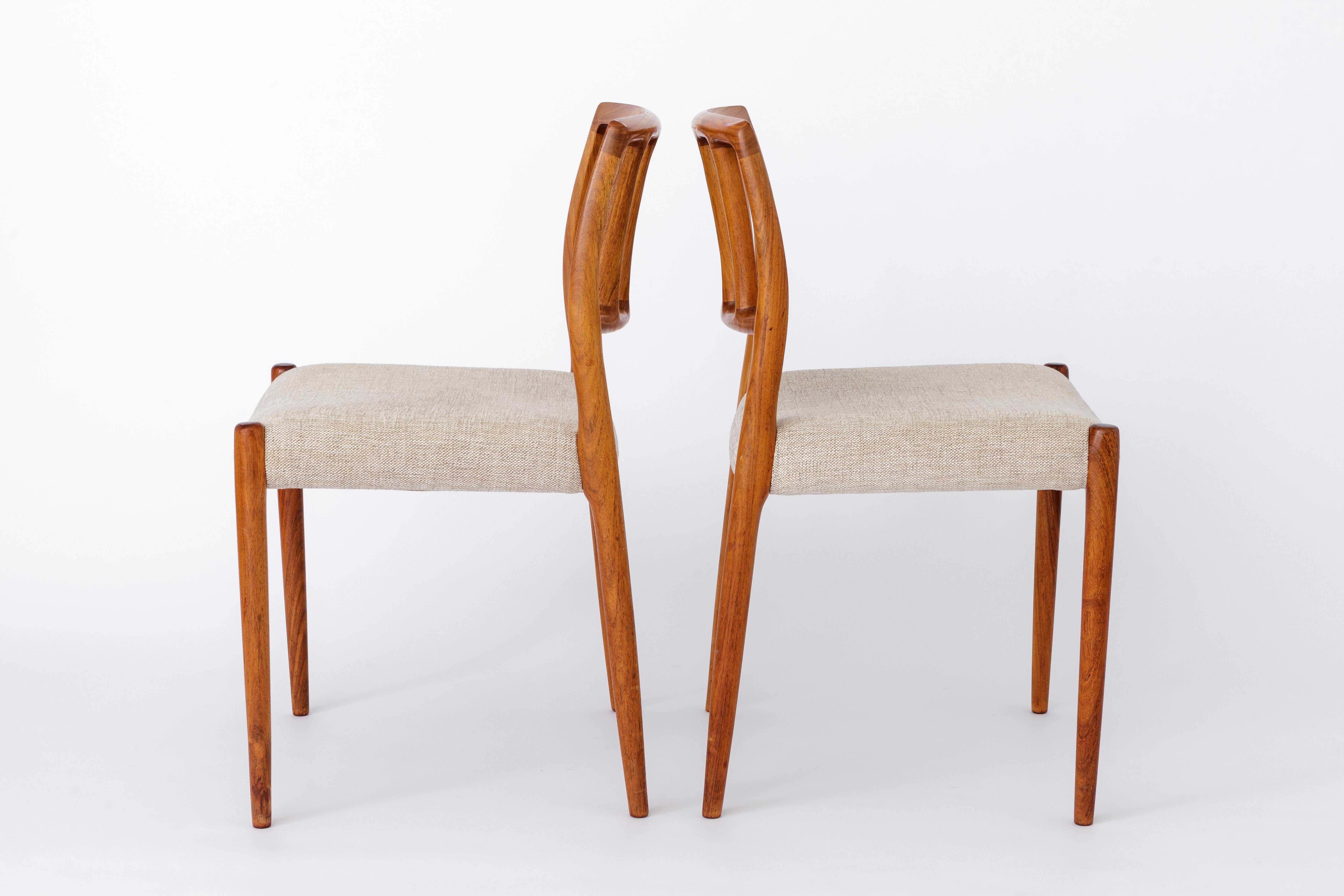 Mid-Century Modern 4 Niels Moller Chairs, model 83, 1970s, Rosewood, Danish, Vintage For Sale