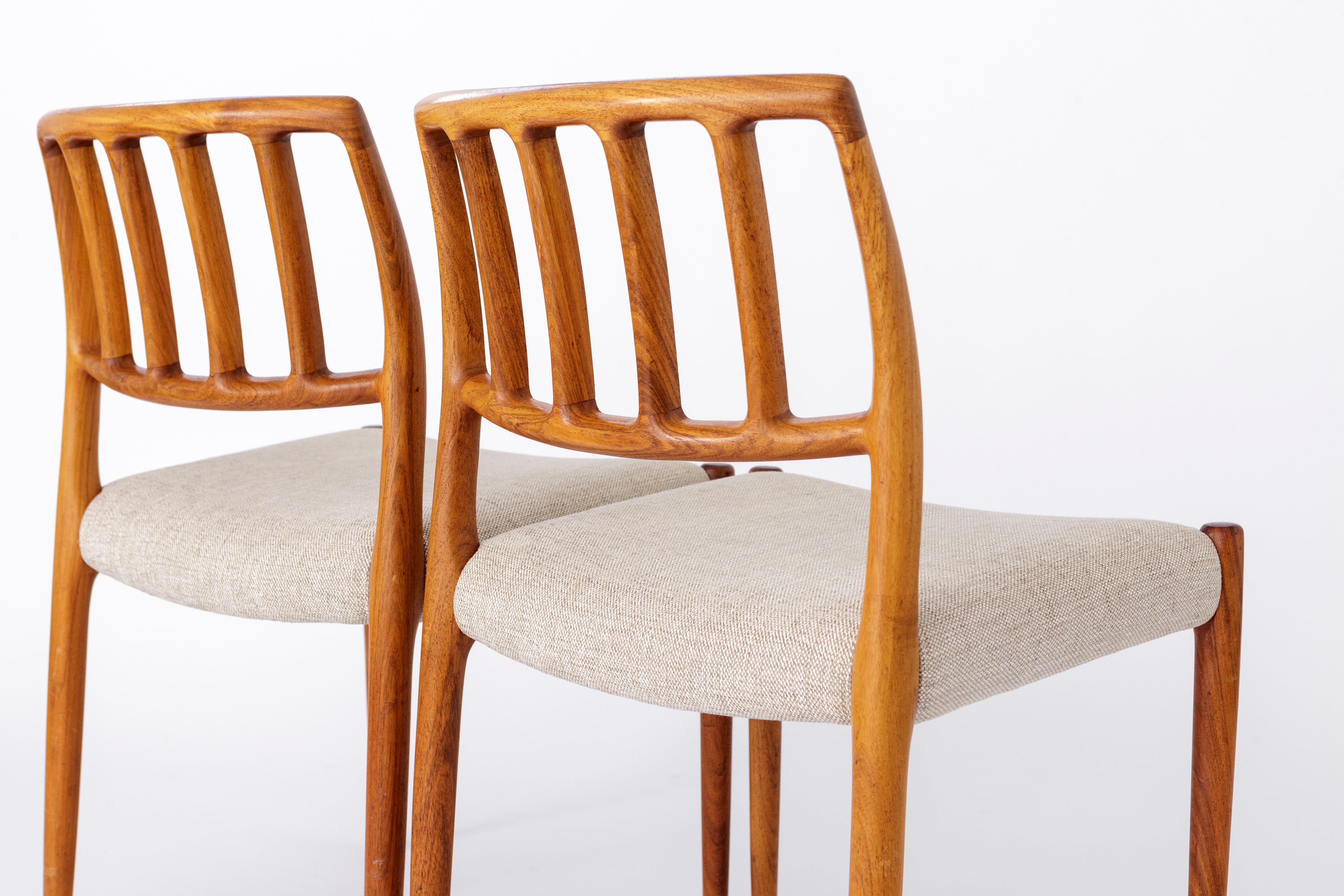 4 Niels Moller Chairs, model 83, 1970s, Rosewood, Danish, Vintage In Good Condition For Sale In Hannover, DE