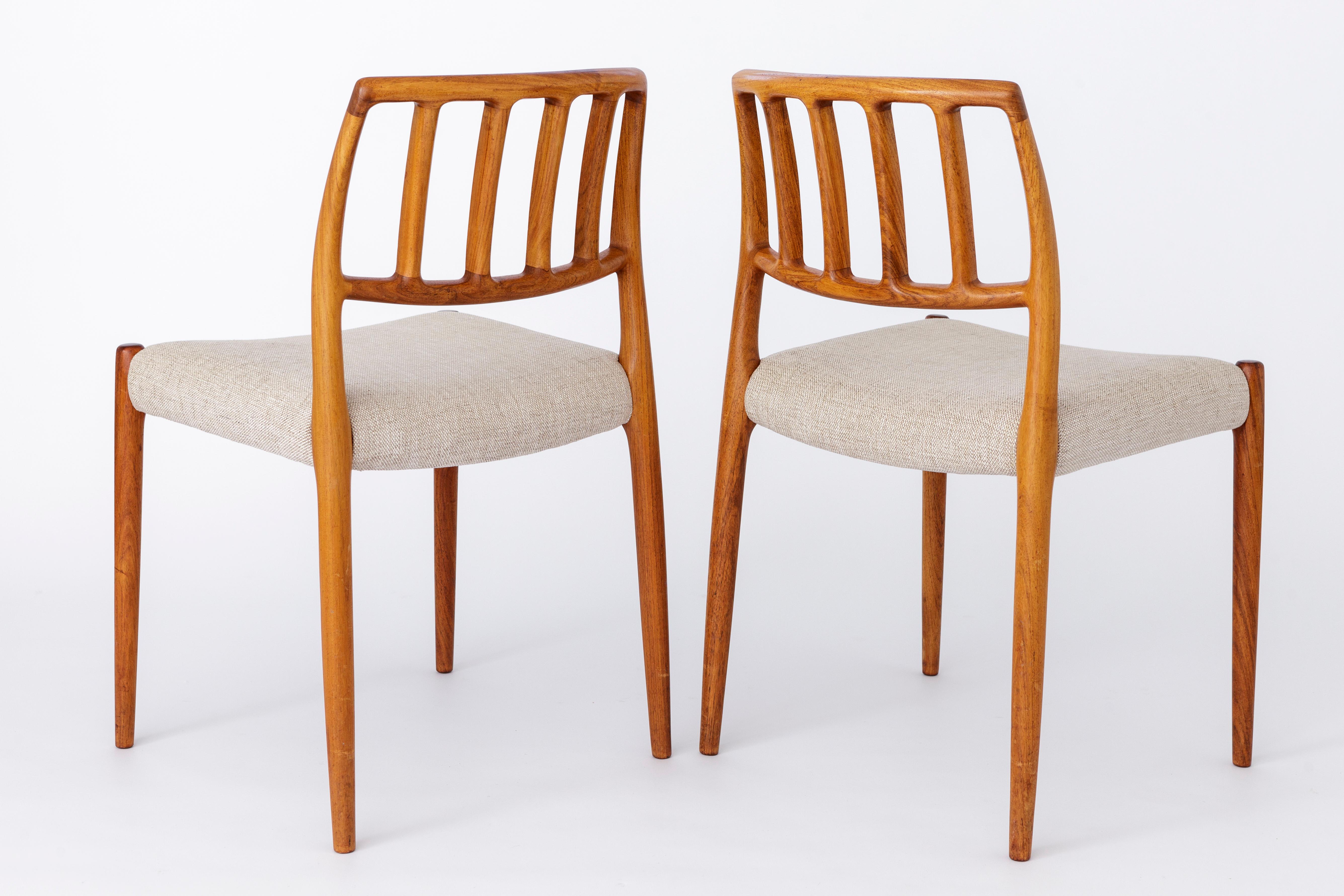 4 Niels Moller Chairs, model 83, 1970s, Rosewood, Danish, Vintage For Sale 1