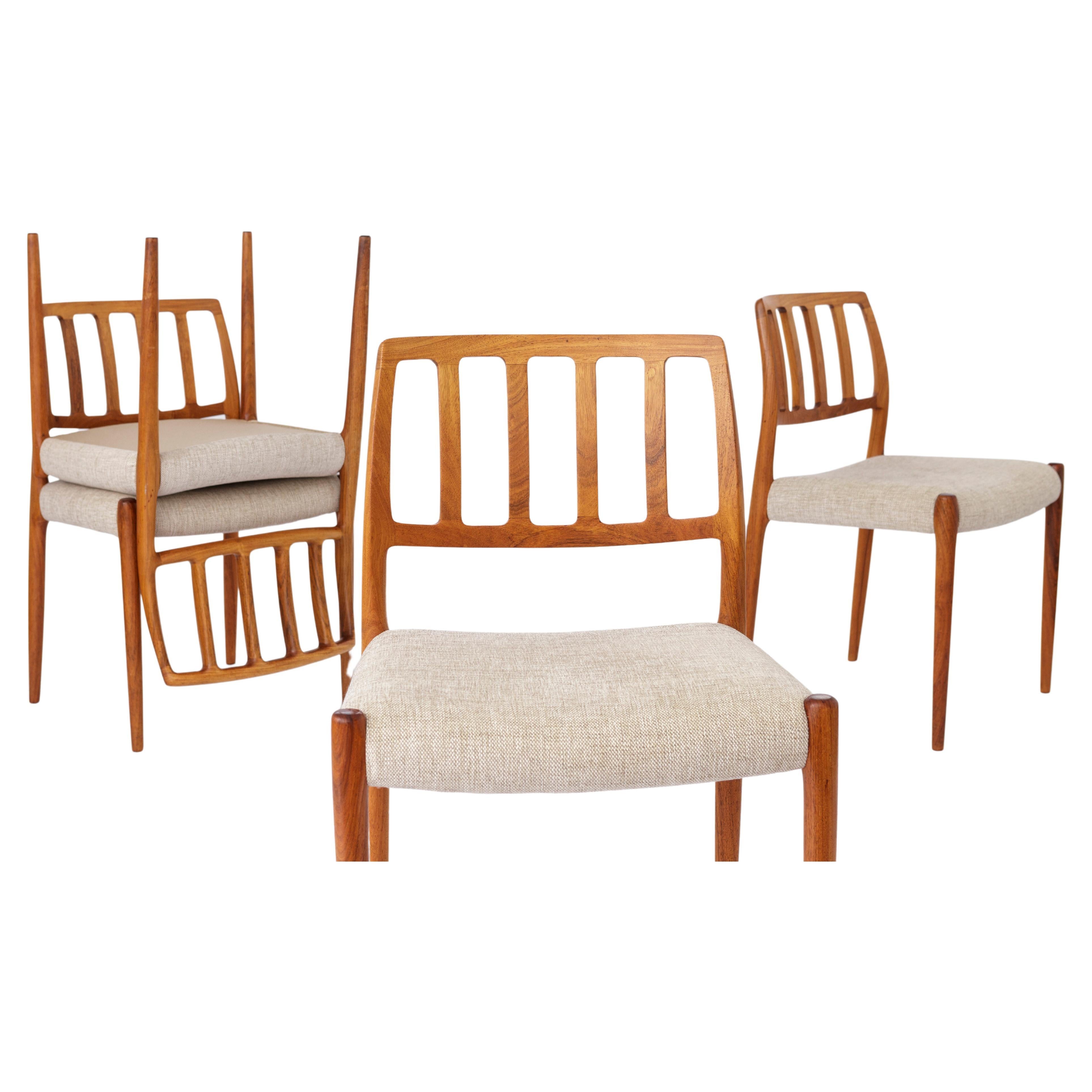 4 Niels Moller Chairs, model 83, 1970s, Rosewood, Danish, Vintage For Sale
