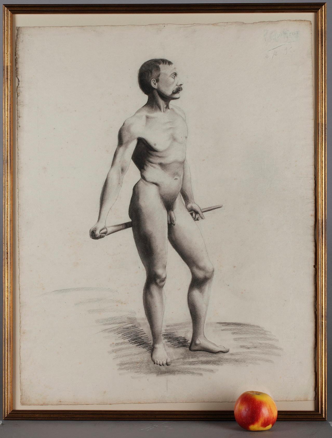 4 Nude Drawings After a Live Model by V. Geoffroy, Circa 1895 For Sale 2