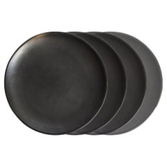4 Oaxakanische 25cm Essteller aus schwarzer Ton, handgefertigtes Tafelgeschirr Barro Oaxaca