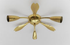 4. of 4 Mid-Century Modern 3-Armed Brass Sputnik Lamp, 1950s Austria