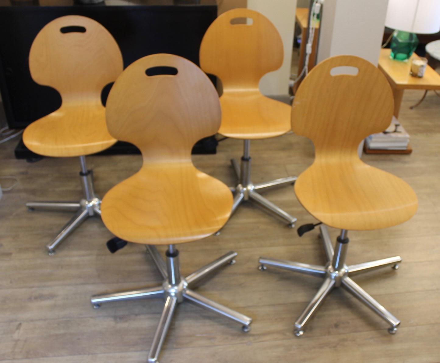 Industrial 4 Office Chairs, French, XXth For Sale