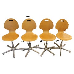 Retro 4 Office Chairs, French, XXth