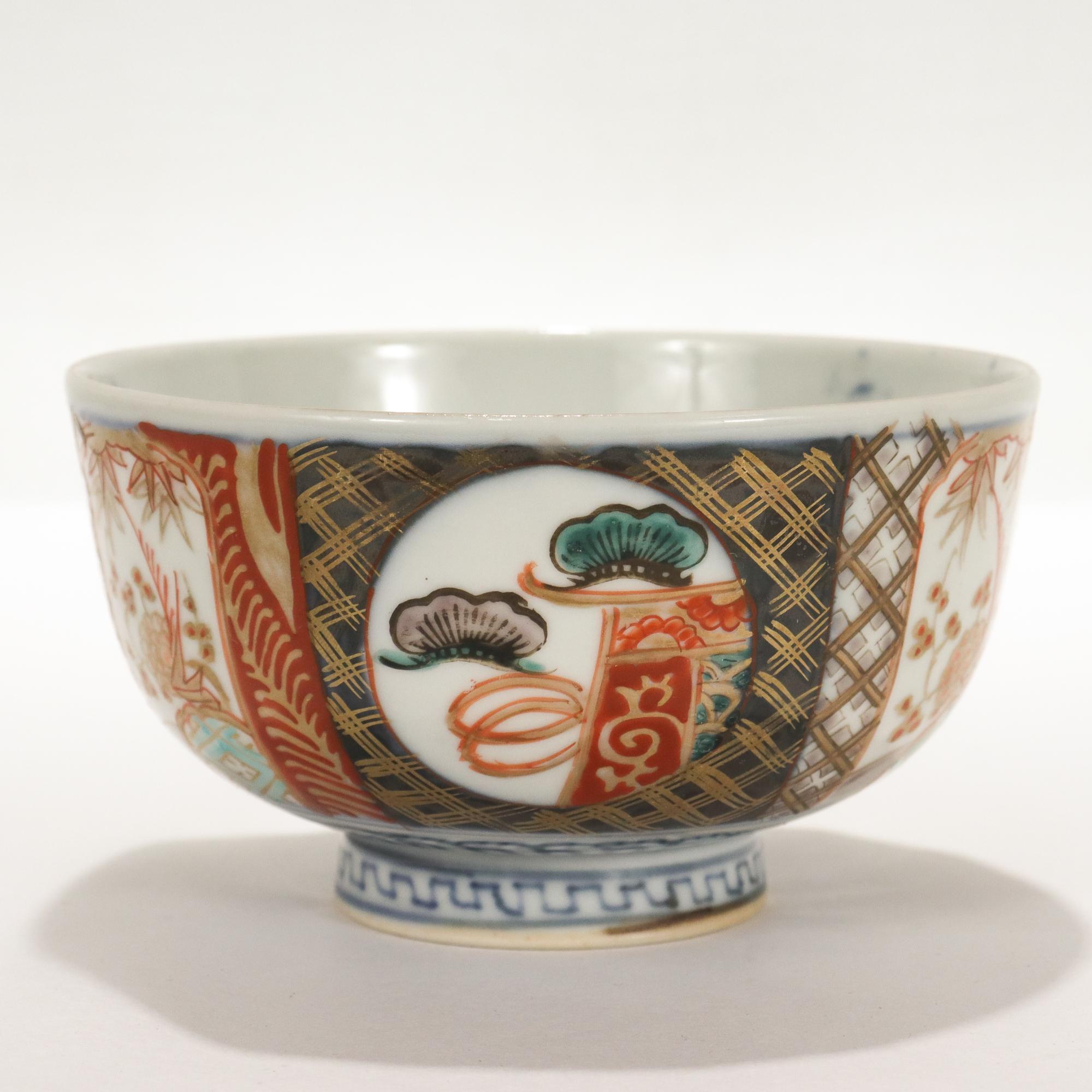 20th Century 4 Old or Antique Signed Kakufuku Japanese Kaikemon Imari Porcelain Rice Bowls For Sale