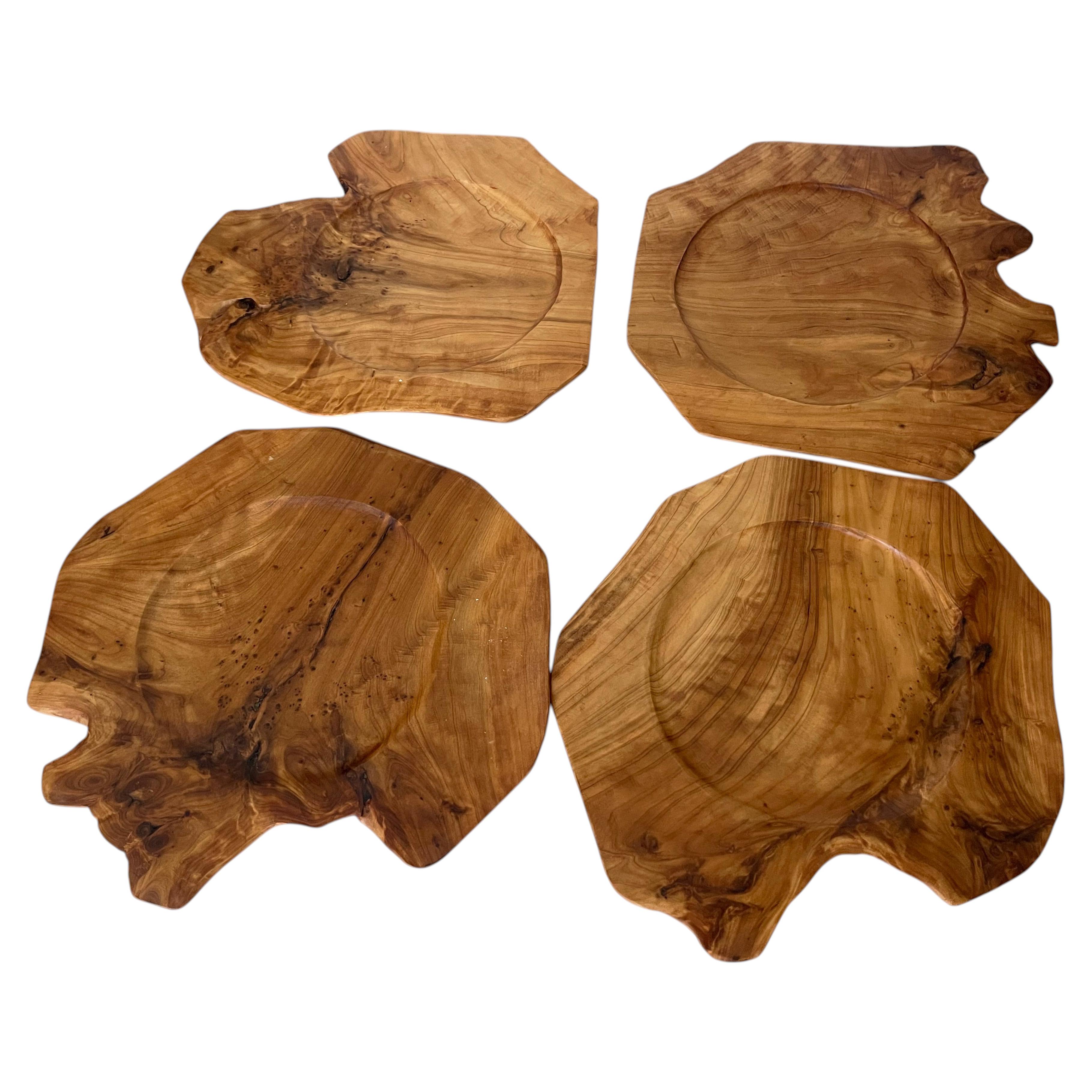 4 Olive Wood Live Edge Cheese Platters William Sonima For Sale