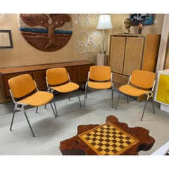 4 Orange Giancarlo Piretti for Castelli DSC 106 Stacking Chairs Made in Italy