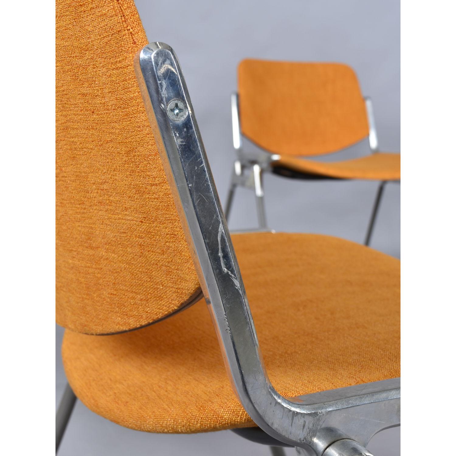 Late 20th Century 4 Orange Giancarlo Piretti for Castelli DSC 106 Stacking Chairs Made in Italy