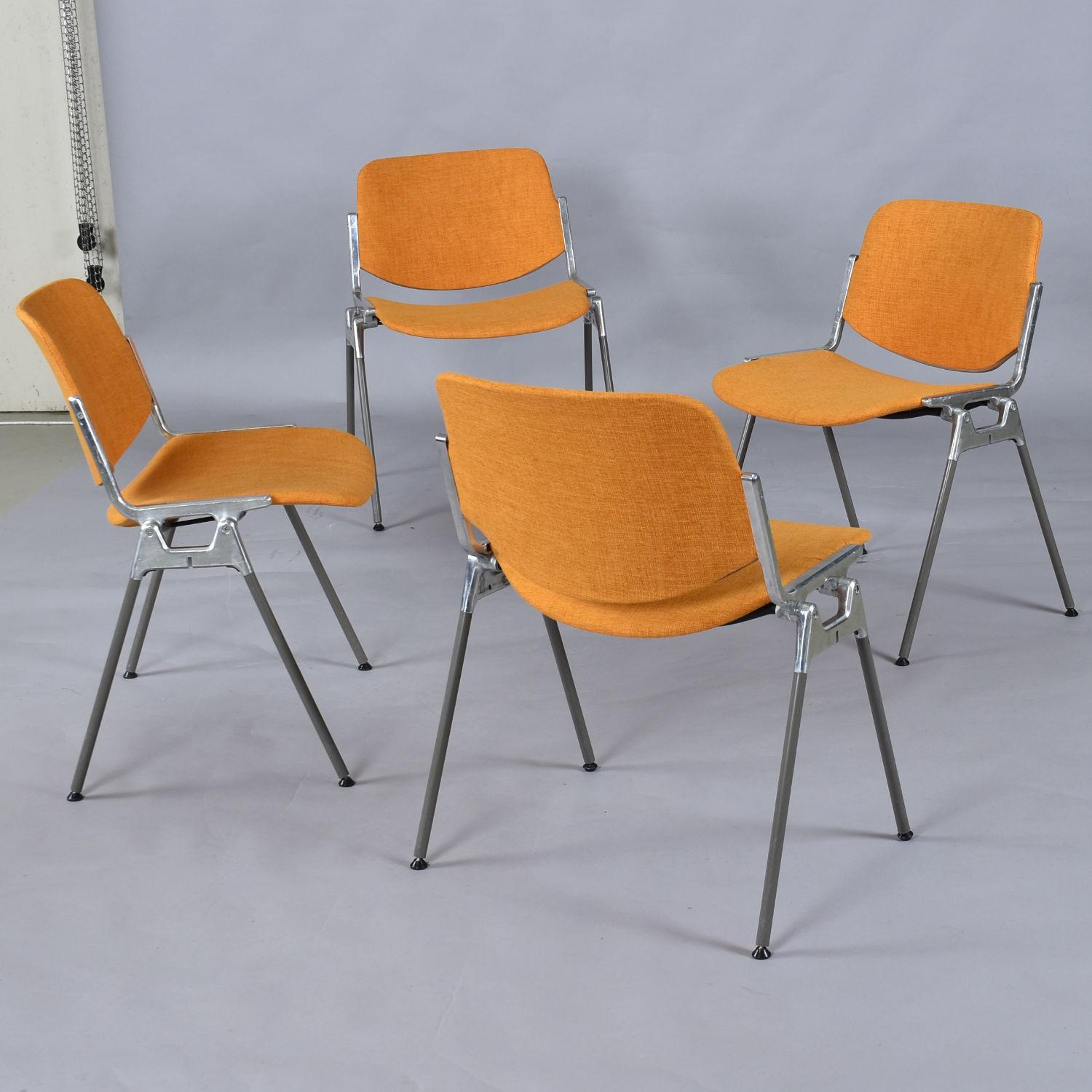 4 Orange Giancarlo Piretti for Castelli DSC 106 Stacking Chairs Made in Italy 1