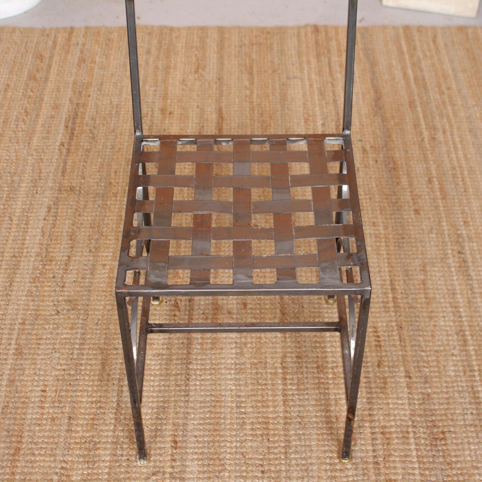 4 Orangery Dining Chairs Industrial Anodized Wrought Steel For Sale 4