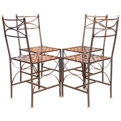 4 Orangery Dining Chairs Industrial Anodized Wrought Steel