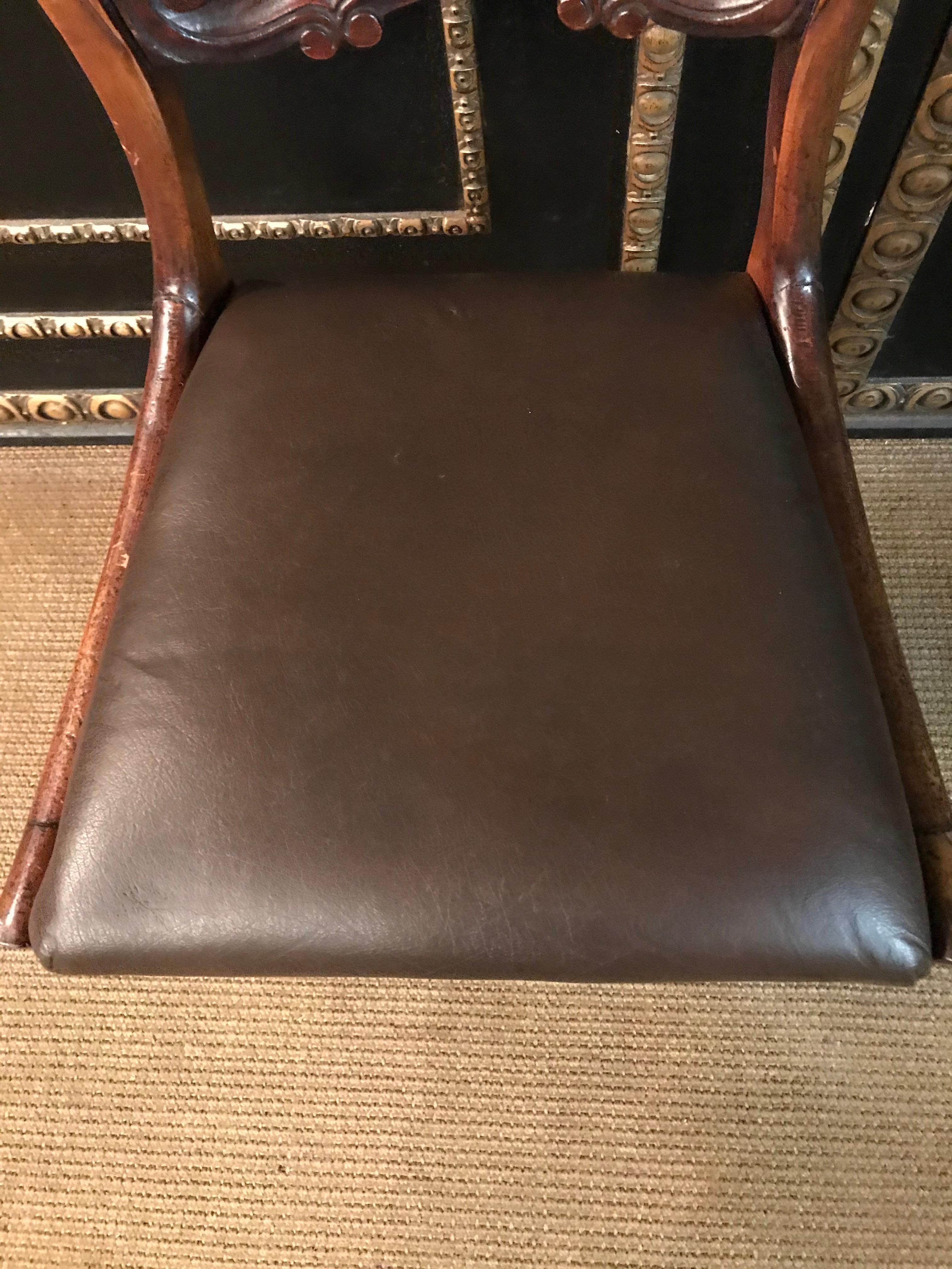 4 Original antique Biedermeier Chairs Solid Mahogany, circa 1840 For Sale 5