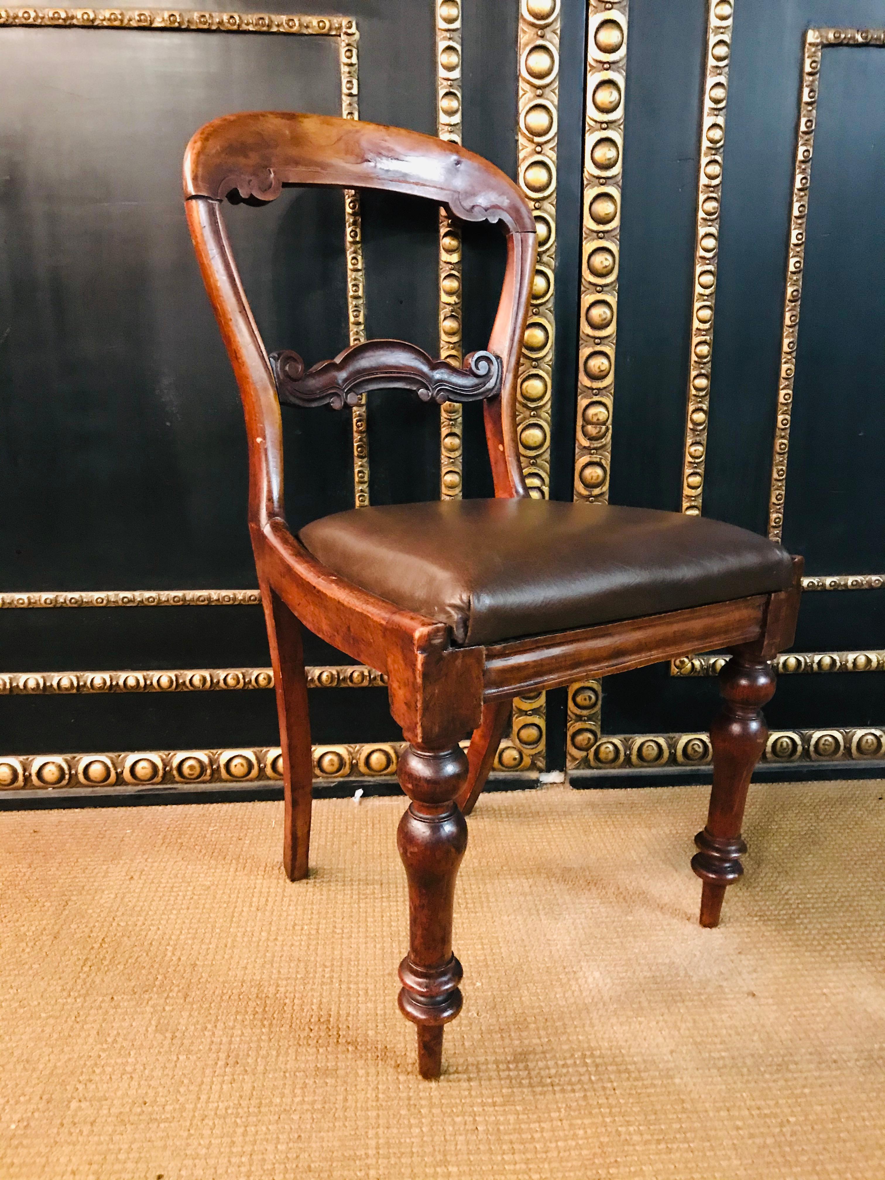 4 Original antique Biedermeier Chairs Solid Mahogany, circa 1840 For Sale 7
