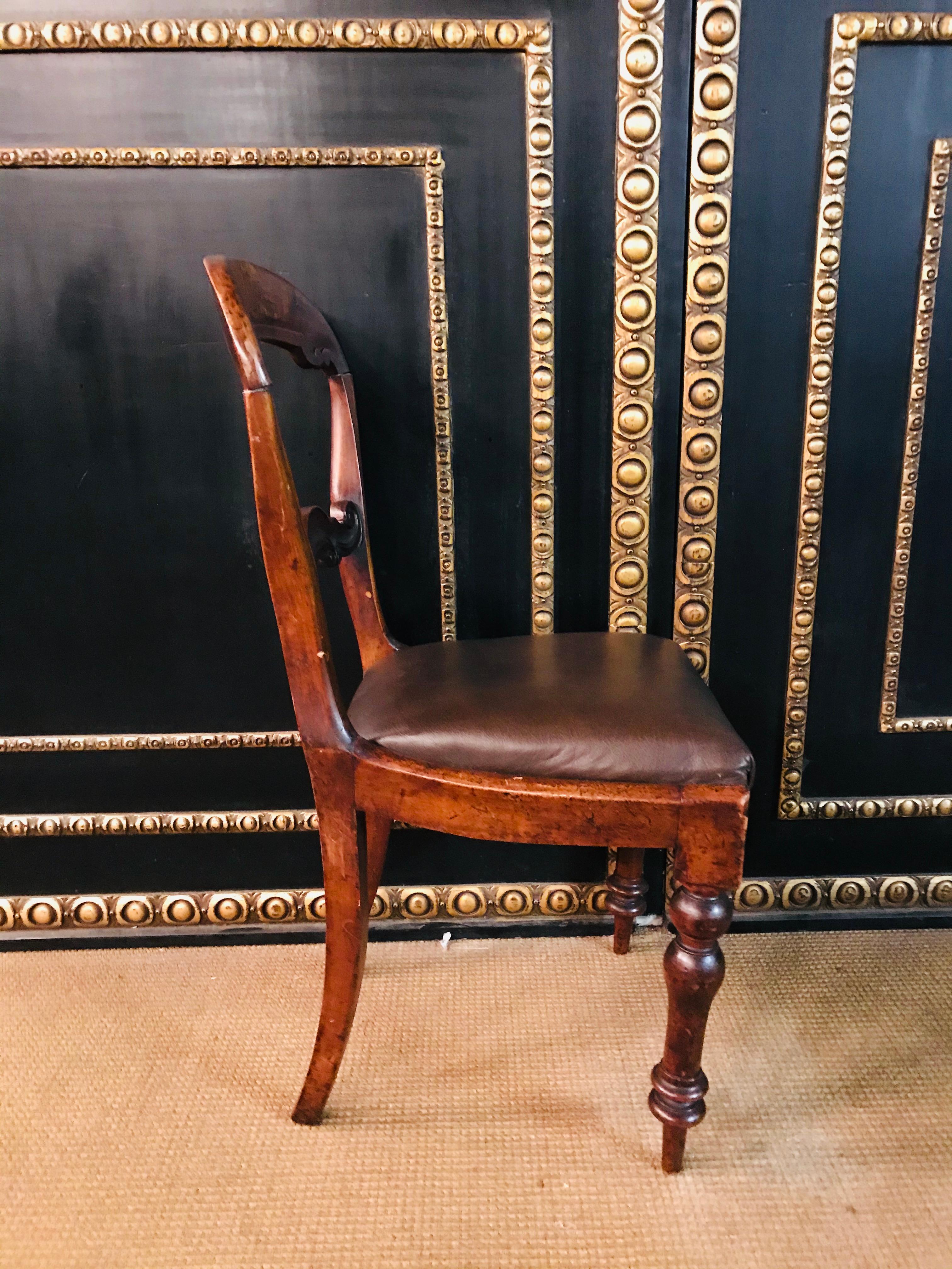 4 Original antique Biedermeier Chairs Solid Mahogany, circa 1840 For Sale 9