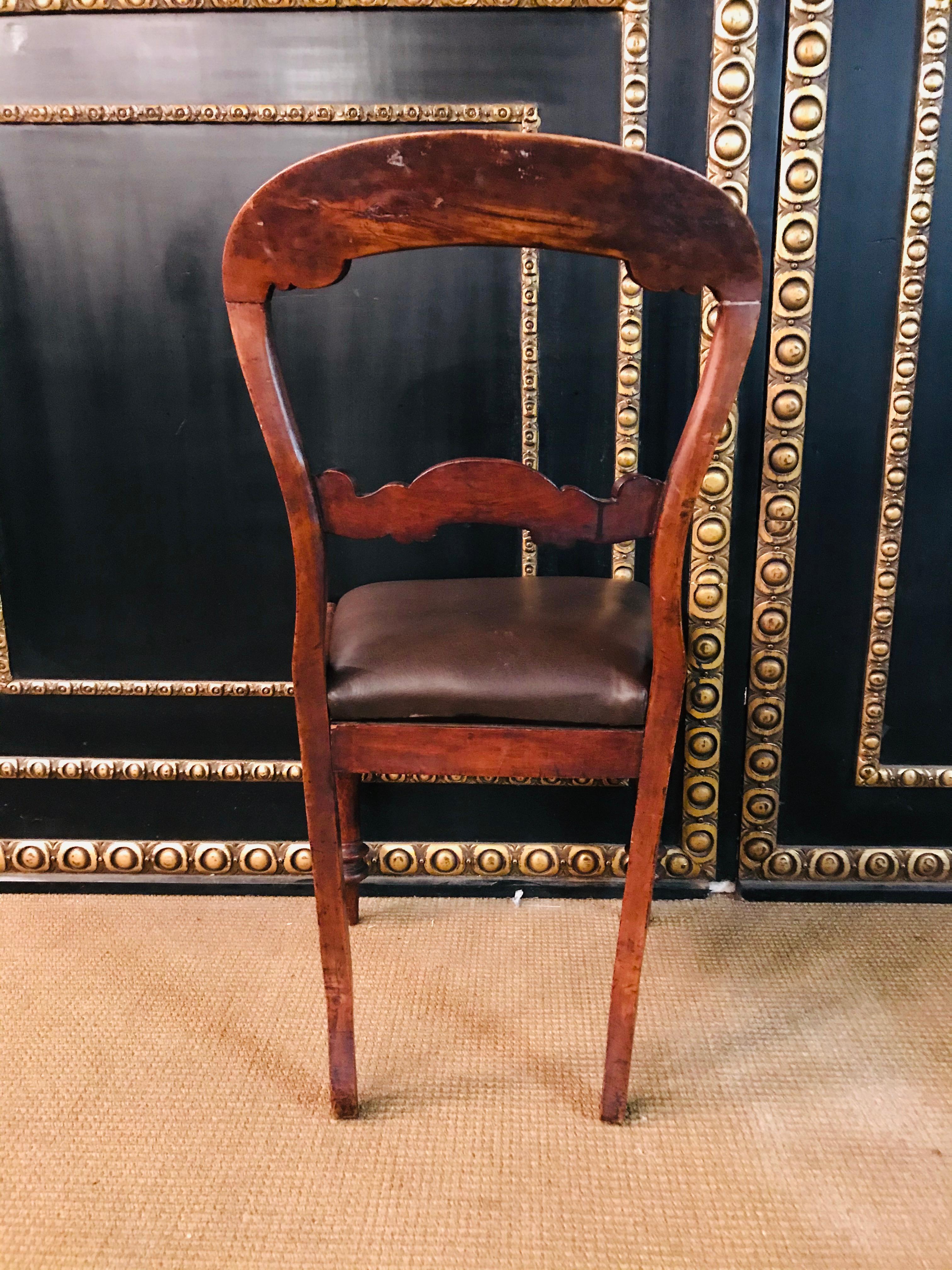 4 Original antique Biedermeier Chairs Solid Mahogany, circa 1840 For Sale 11
