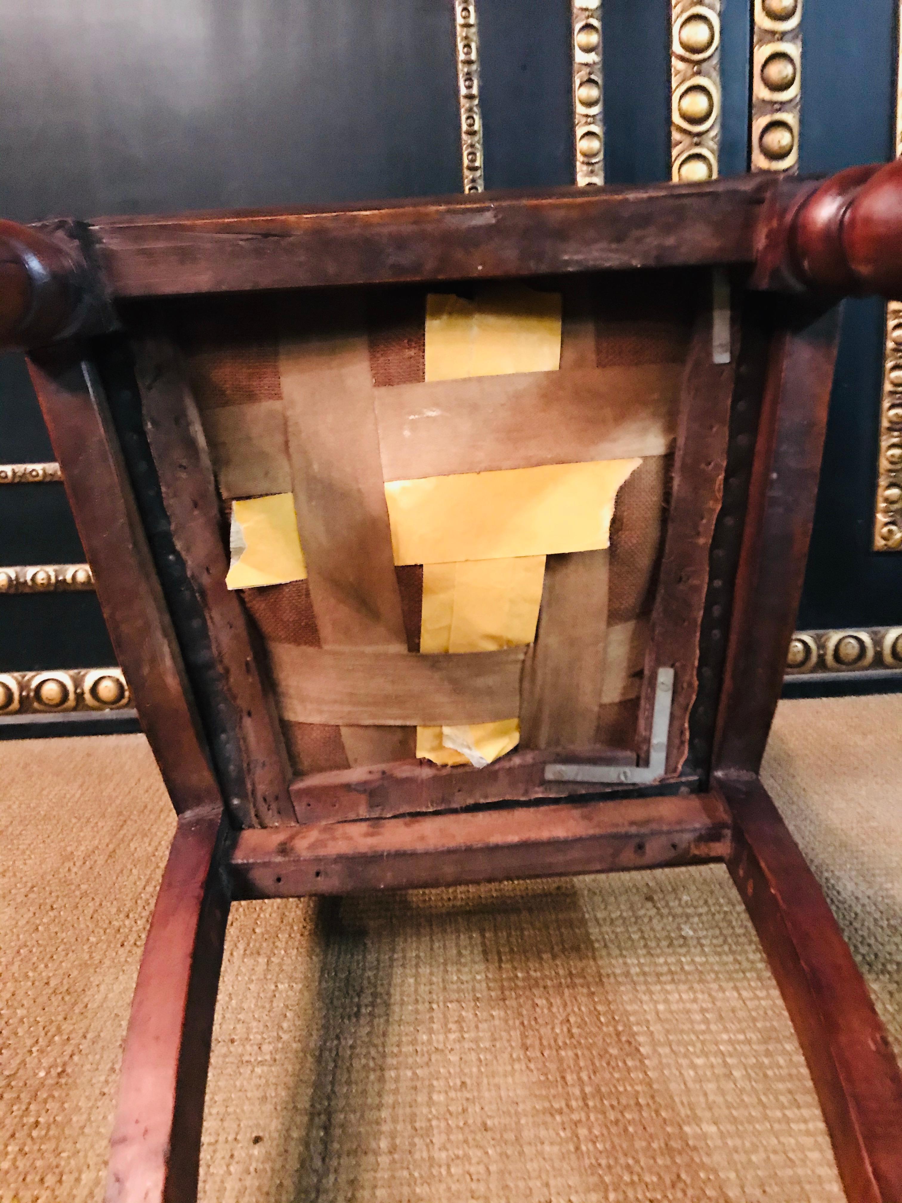 4 Original antique Biedermeier Chairs Solid Mahogany, circa 1840 For Sale 15