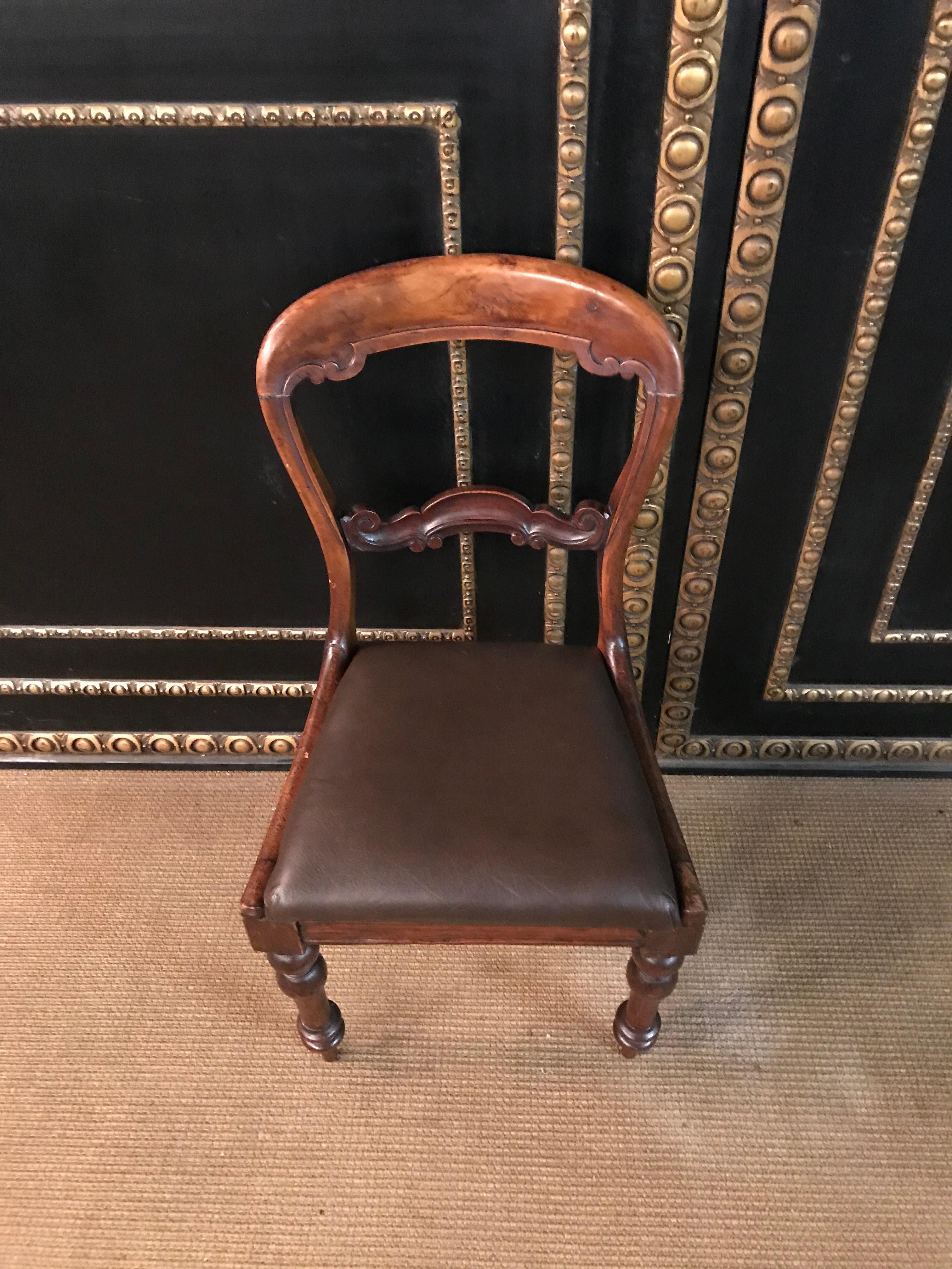 20th Century 4 Original antique Biedermeier Chairs Solid Mahogany, circa 1840 For Sale
