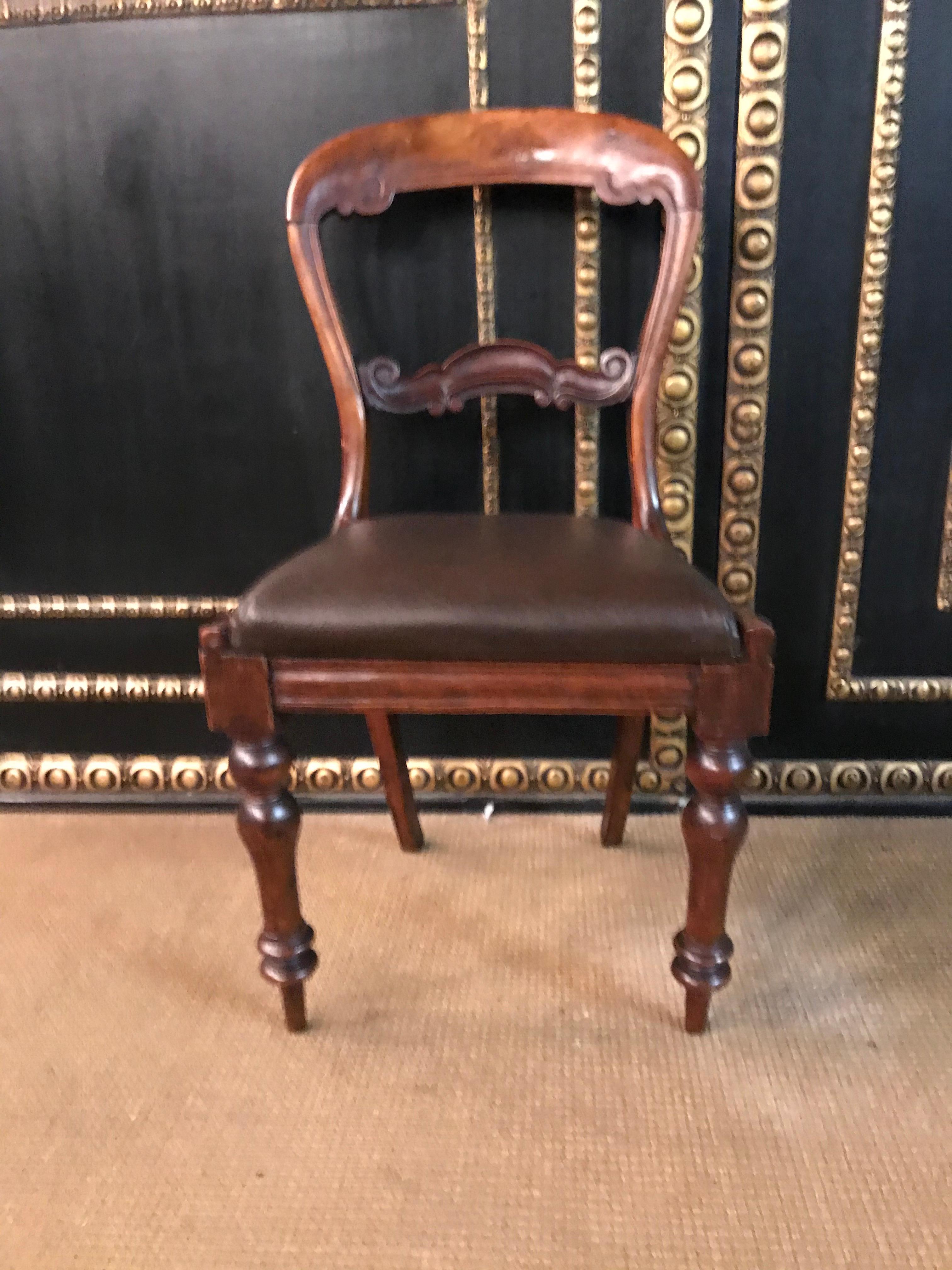 4 Original antique Biedermeier Chairs Solid Mahogany, circa 1840 For Sale 1